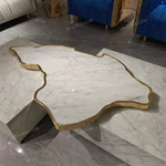 Art-Inspired Marble Coffee Table with Gold Accent Detail